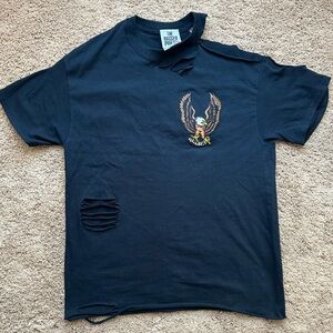 The Ragged Priest Black Distressed T-Shirt with Eagle Graphic